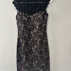 My Michelle Black and Cream Lace Mini Dress